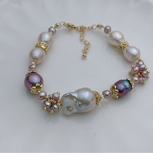 B129 Handmade Freshwater Baroque Pearl Bracelet
